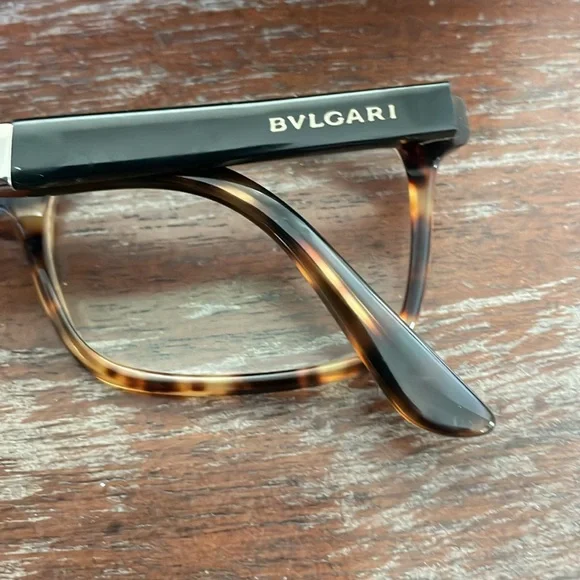 Bulgari 3018 5251 Havana clear brown tortoise eyeglasses with round black case - Picture 4 of 16